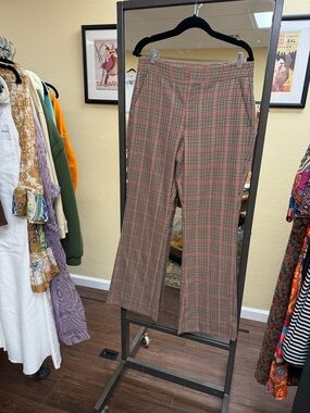 Banana Republic Plaid Pants in Brown and Pink